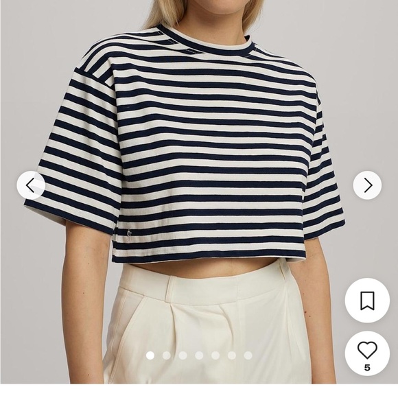 The Frankie shop Karina Striped Crop T-shirt in Cotton Jersey - Picture 1 of 6